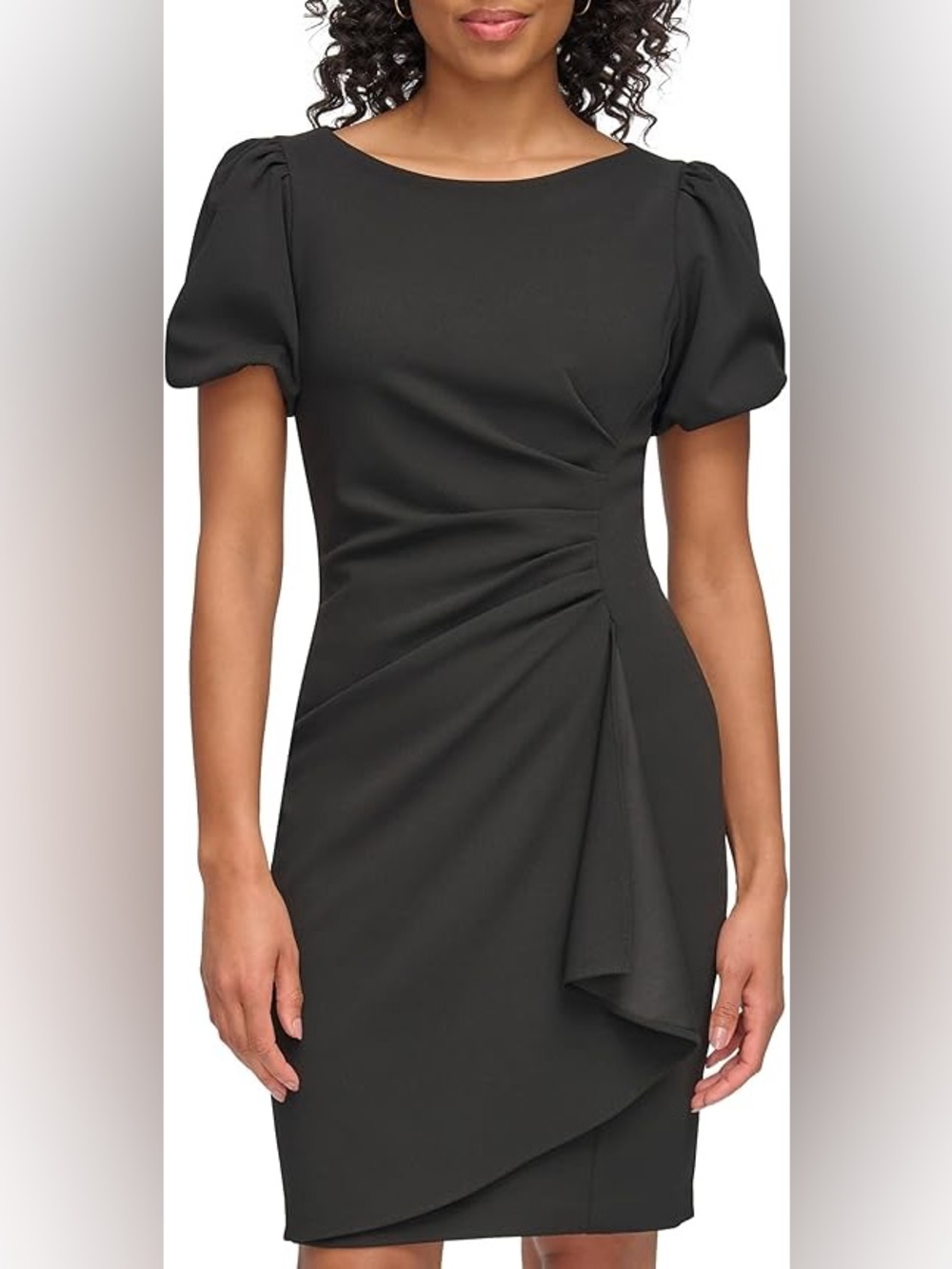 DKNY by Donna Karan Petite Size Short Sleeve Scuba Crepe Sheath Dress